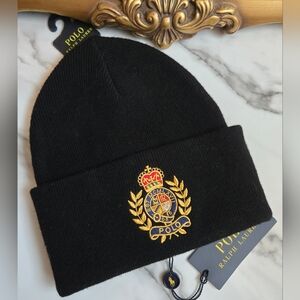 Polo by Ralph Lauren Black Wool Crest Beanie